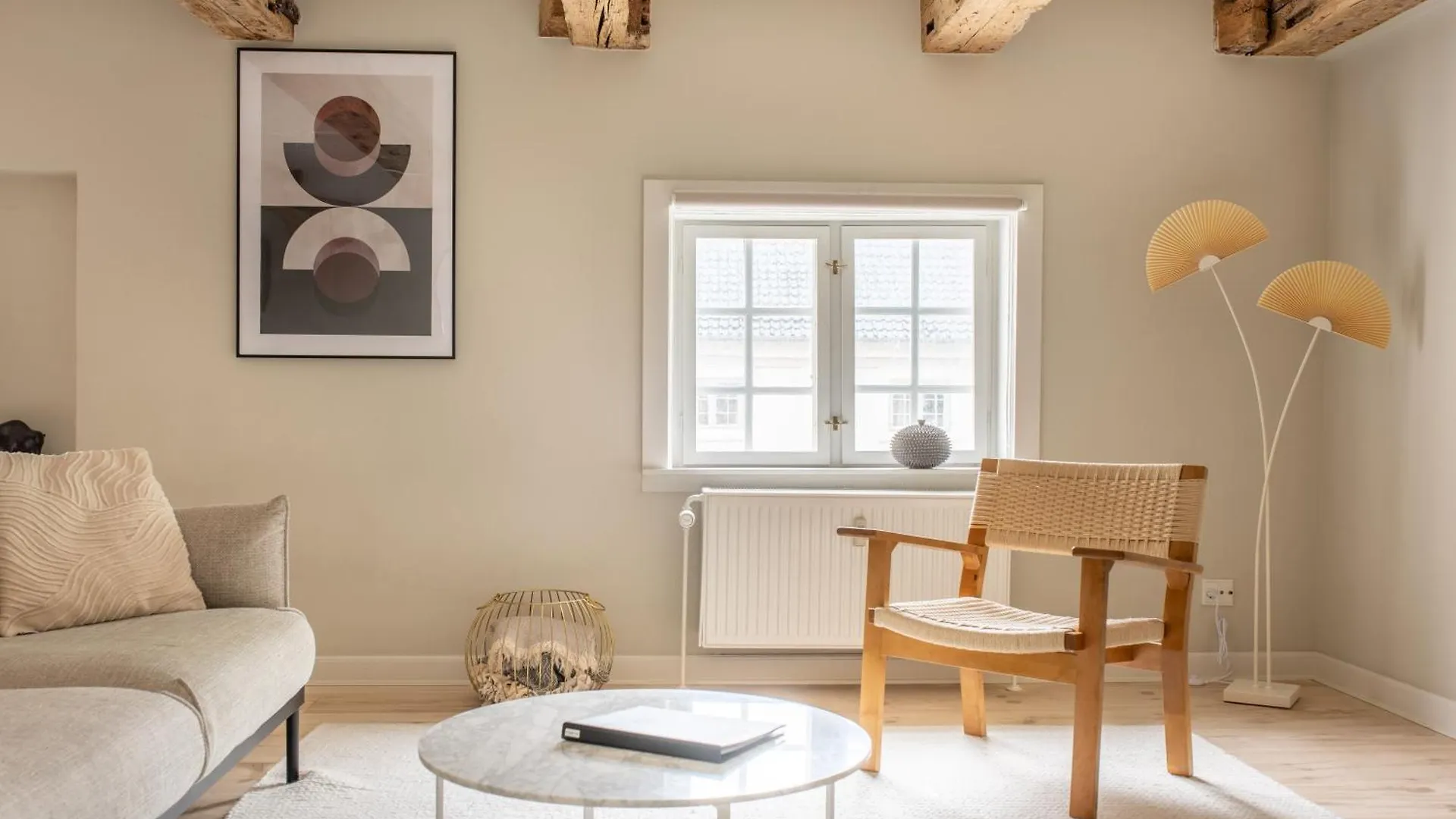 City Apartment With Exposed Ceiling Beams Copenhagen Denmark