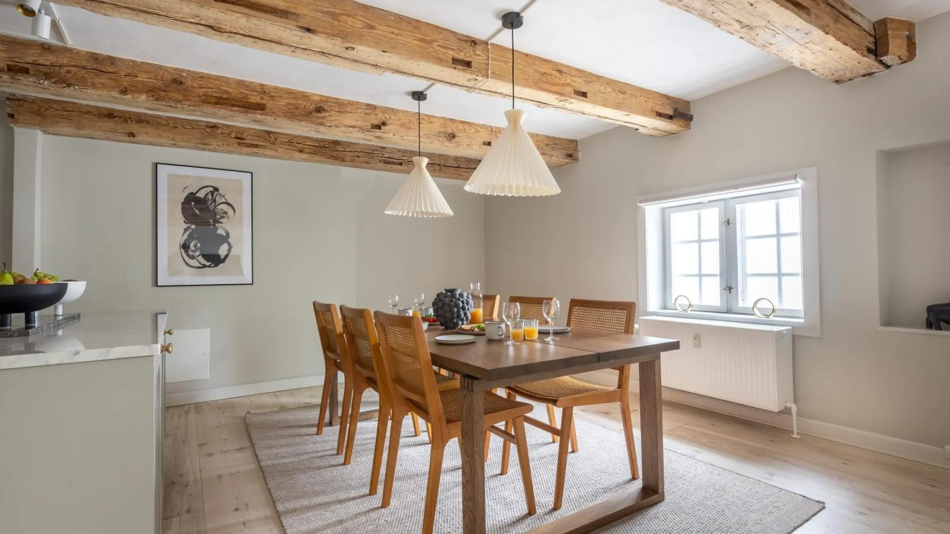 City Apartment With Exposed Ceiling Beams Copenhagen